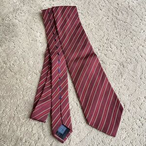 Massimo Bizzocchi Italian Silk Tie Burgundy Stripe Handmade Luxury Necktie
